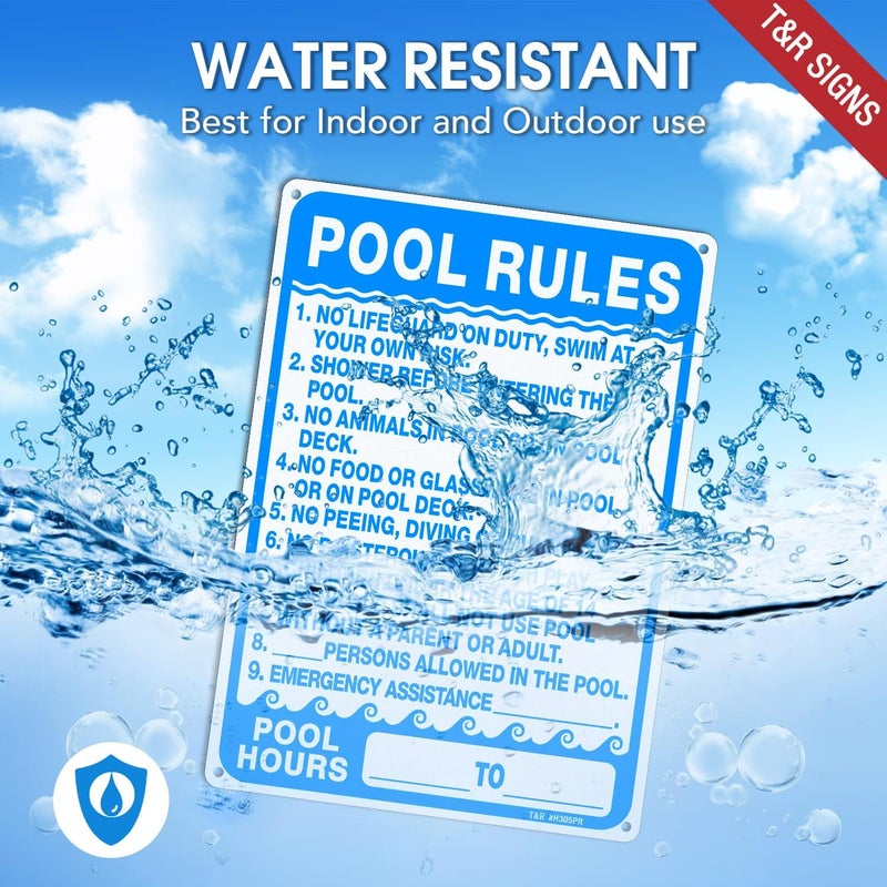 TR Pool Rules Sign, Pool Sign - 2 Pack - 14"x10" .040 Rust Free Heavy Aluminum, Reflective, Waterproof, Weatherproof and Fade Resistant, 4 pre-drilled holes, Easy to Mount - Image 4